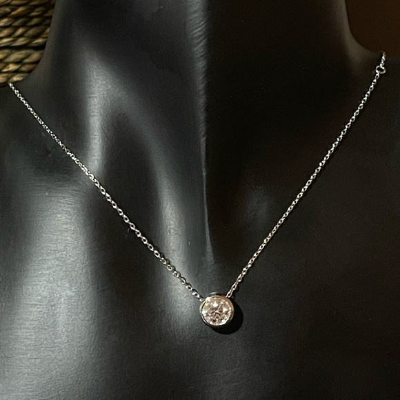 Classic DColor Moissanite 1 ct Stud Necklace 18KGold Plated 925SterliS-Certified - Picture 11 of 11